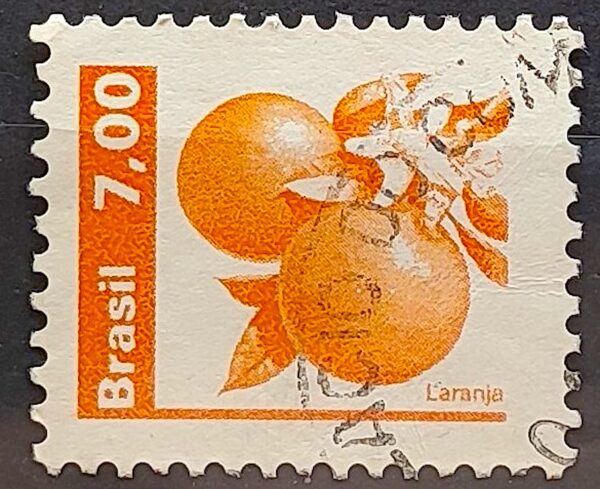 Selo Regular RHM 606 Recursos Economicos Fruta Laranja 1981 Circulado 2