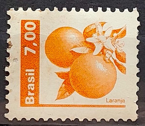 Selo Regular RHM 606 Recursos Economicos Fruta Laranja 1981 Circulado 3