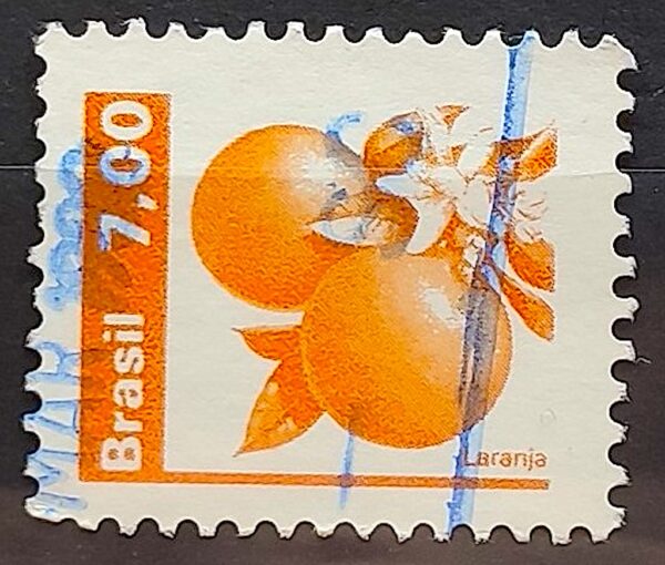 Selo Regular RHM 606 Recursos Economicos Fruta Laranja 1981 Circulado 4