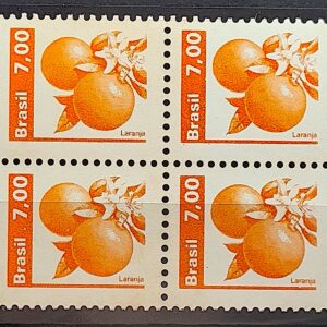 Selo Regular RHM 606 Recursos Economicos Fruta Laranja 1981 Quadra