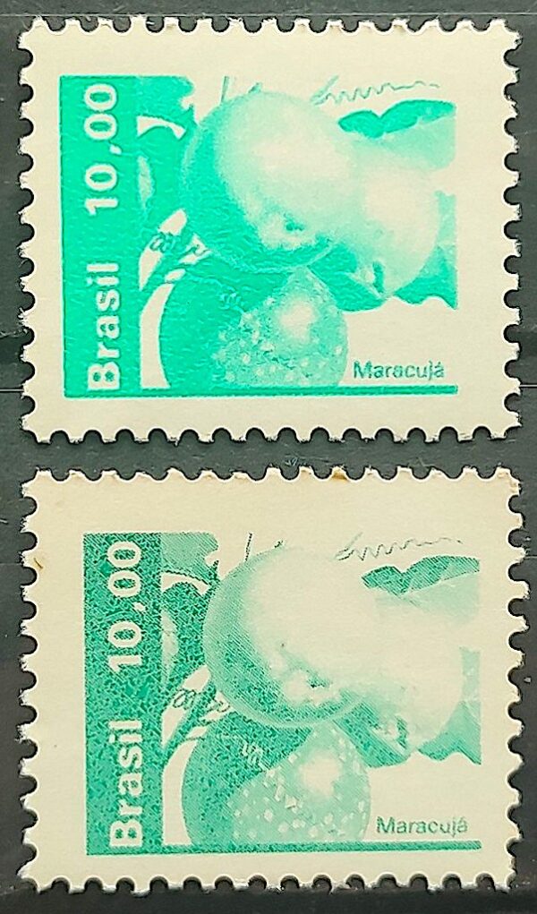 Selo Regular RHM 607 Recursos Economicos Fruta Maracuja 1982 2 Tonalidades