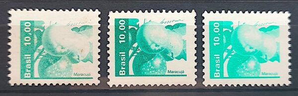 Selo Regular RHM 607 Recursos Economicos Fruta Maracuja 1982 3 Tonalidades