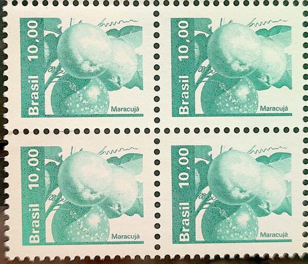 Selo Regular RHM 607 Recursos Economicos Fruta Maracuja 1982 Tonalidade 1 Quadra