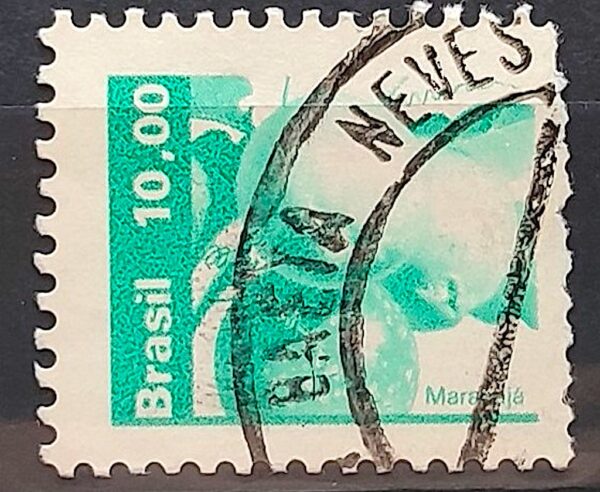 Selo Regular RHM 607 Recursos Economicos Fruta Maracuja 1982 Tonalidade 2 Circulado