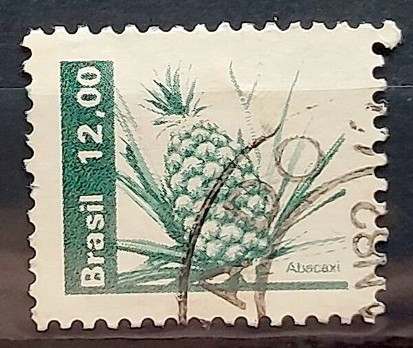 Selo Regular RHM 608 Recursos Economicos Fruta Abacaxi 1981 Circulado 5