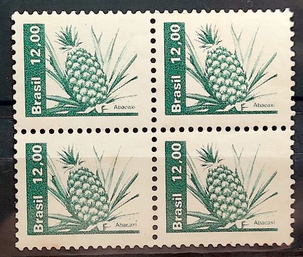 Selo Regular RHM 608 Recursos Economicos Fruta Abacaxi 1981 Quadra