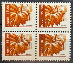 Selo Regular RHM 609 Recursos Economicos Fruta Banana 1983 Quadra 1