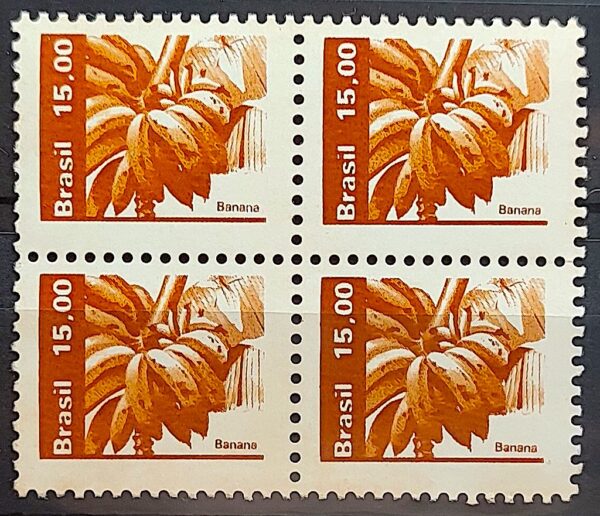 Selo Regular RHM 609 Recursos Economicos Fruta Banana 1983 Quadra 1