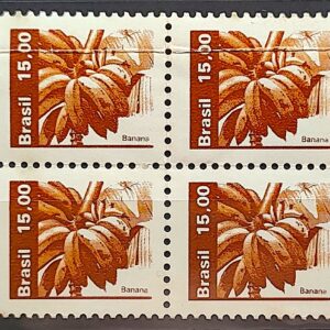 Selo Regular RHM 609 Recursos Economicos Fruta Banana 1983 Quadra 2