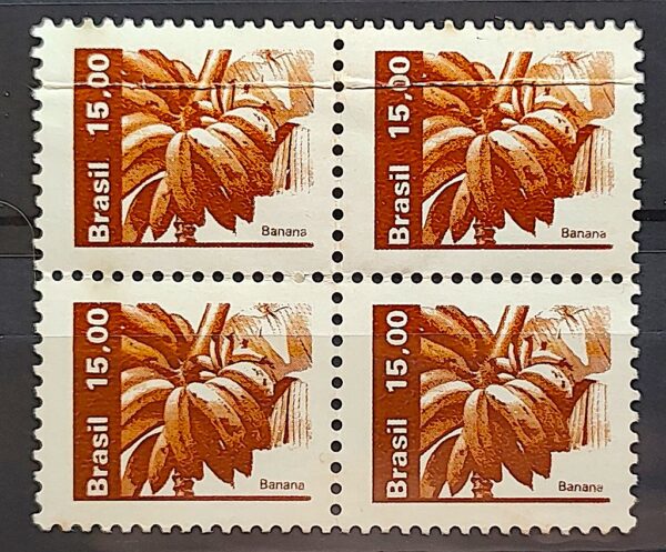 Selo Regular RHM 609 Recursos Economicos Fruta Banana 1983 Quadra 2