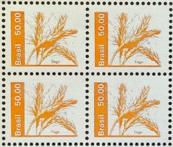 Selo Regular RHM 618 Recursos Economicos Trigo 1982 Quadra Claro