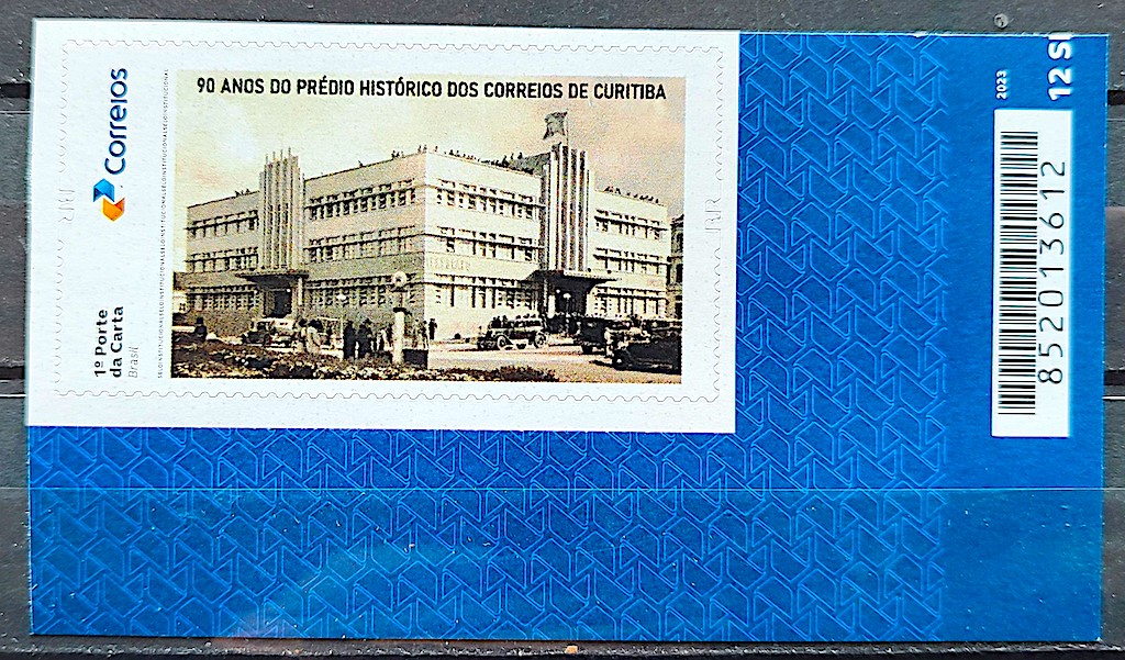 SI 64 Selo Institucional 90 Anos do Predio Historico dos Correios de Curitiba 2024 Codigo de Barras