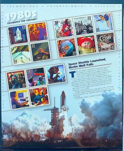 Selo Estados Unidos Celebracao do Seculo Anos 1980 Foguete Musica Espaco Computador