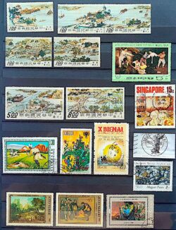 Selos Tema Arte Pintura 008 Museu China URSS Mongolia