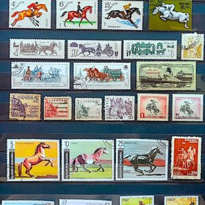 Selos Tema Fauna Cavalos 005 Uruguai URSS Bulgaria Espanha