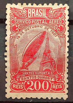 A 18 Selo Aereo Aeronautica Santos Dumont Dirigivel Torre Eiffel 1929 MH