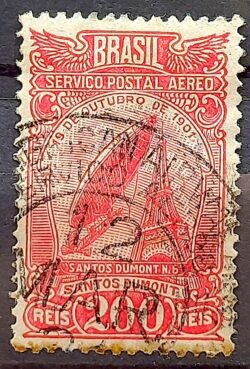 A 18 Selo Aereo Aeronautica Santos Dumont Dirigivel Torre Eiffel 1929 Circulado 5