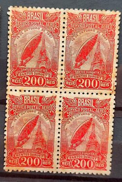 A 18 Selo Aereo Aeronautica Santos Dumont Dirigivel Torre Eiffel 1929 Quadra
