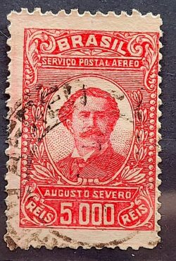 A 24 Selo Aereo Proceres da Aeronautica Augusto Severo 1929 Circulado 4
