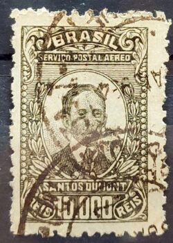 A 25 Selo Aereo Proceres da Aeronautica Santos Dumont 1929 Circulado 3