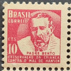 C 369 Selo Campanha Contra o Mal de Hansen Hanseniase Padre Bento Religiao Saude H4 1955