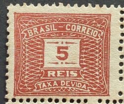X 40A Selo Taxa Devida 5 Reis Sem Filigrana 1920