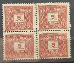 X 40A Selo Taxa Devida 5 Reis Sem Filigrana 1920 Quadra