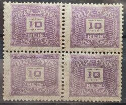 X 41 Selo Taxa Devida 10 Reis Sem Filigrana 1919 Quadra