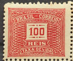 X 48a Selo Taxa Devida 100 Reis Filigrana D DT 12p5 x 13p5 1920 Nao Catalogado