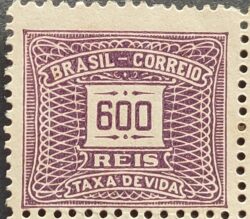 X 51 Selo Taxa Devida 600 Reis Filigrana D 1928