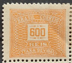 X 52 Selo Taxa Devida 600 Reis Filigrana D 1928