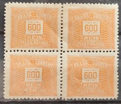 X 52 Selo Taxa Devida 600 Reis Filigrana D 1928 Quadra