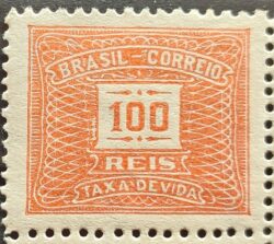 X 61 Selo Taxa Devida 100 Reis Filigrana H 1929