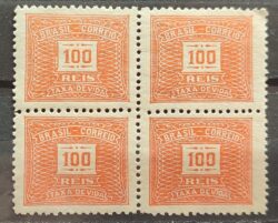 X 61 Selo Taxa Devida 100 Reis Filigrana H 1929 Quadra