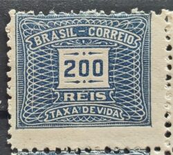 X 62 Selo Taxa Devida 200 Reis Filigrana H 1929