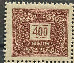 X 63 Selo Taxa Devida 400 Reis Filigrana H 1929