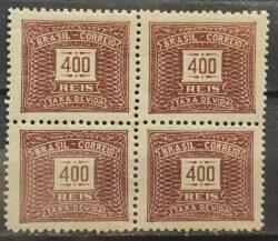 X 63 Selo Taxa Devida 400 Reis Filigrana H 1929 Quadra