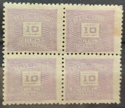 X 65 Selo Taxa Devida 10 Reis Filigrana K 1931 Quadra