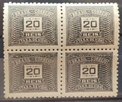 X 66 Selo Taxa Devida 20 Reis Filigrana K 1931 Quadra