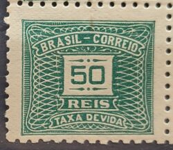 X 67 Selo Taxa Devida 50 Reis Filigrana K 1931