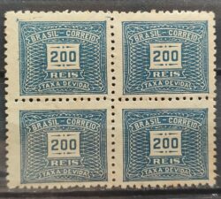 X 69 Selo Taxa Devida 200 Reis Filigrana K 1931 Quadra