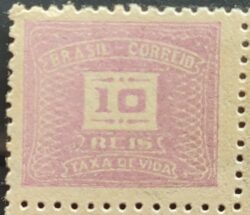 X 76 Selo Taxa Devida 10 Reis Filigrana O 1940