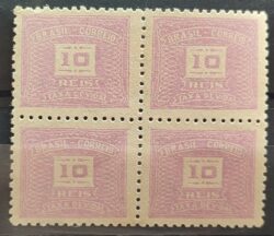 X 76 Selo Taxa Devida 10 Reis Filigrana O 1940 Quadra