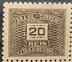 X 77 Selo Taxa Devida 20 Reis Filigrana O 1940
