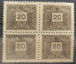 X 77 Selo Taxa Devida 20 Reis Filigrana O 1940 Quadra