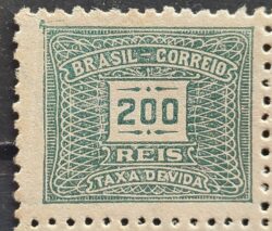 X 79 Selo Taxa Devida 200 Reis Filigrana O 1940