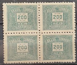 X 79 Selo Taxa Devida 200 Reis Filigrana O 1940 Quadra