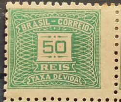 X 82 Selo Taxa Devida 50 Reis Filigrana P 1942