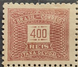 X 85 Selo Taxa Devida 400 Reis Filigrana P 1942