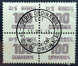 Selo Regular RHM 634 Tipo Cifra CrS 100 1985 Quadra CBC DF